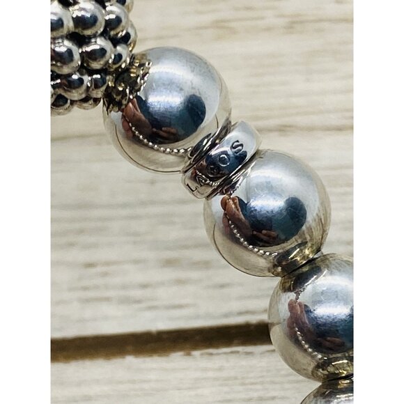 Lagos Sterling Silver 925 Signature Caviar Stretch Bracelet 8mm - Picture 8 of 12